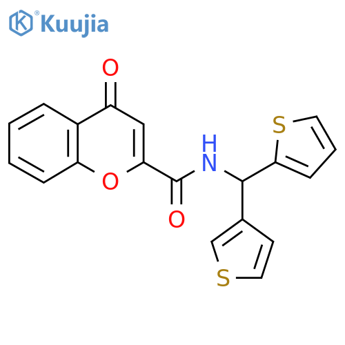 4-oxo-N-(thiophen-2-yl)(thiophen-3-yl)methyl-4H-chromene-2-carboxamide structure