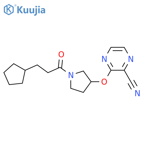 3-{[1-(3-cyclopentylpropanoyl)pyrrolidin-3-yl]oxy}pyrazine-2-carbonitrile structure