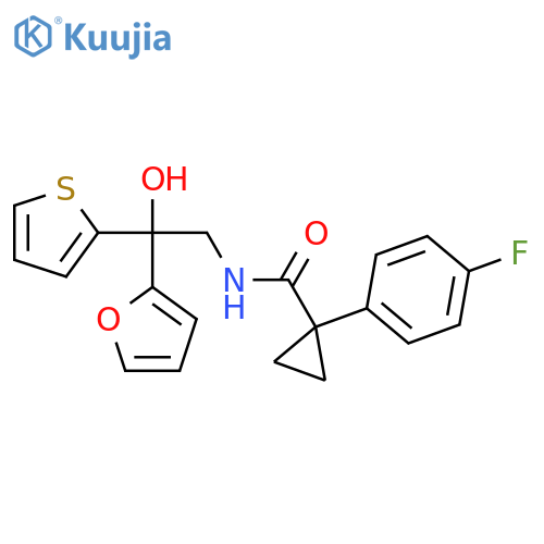 1-(4-fluorophenyl)-N-[2-(furan-2-yl)-2-hydroxy-2-(thiophen-2-yl)ethyl]cyclopropane-1-carboxamide structure