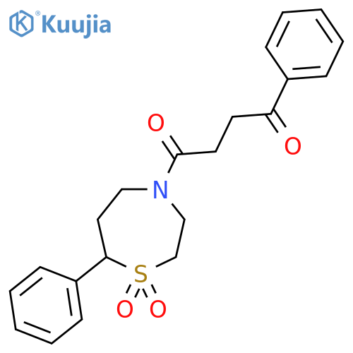 4-(4-oxo-4-phenylbutanoyl)-7-phenyl-1lambda6,4-thiazepane-1,1-dione structure