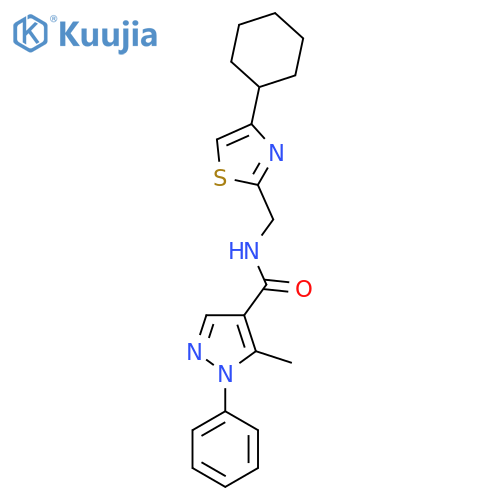 N-(4-cyclohexyl-1,3-thiazol-2-yl)methyl-5-methyl-1-phenyl-1H-pyrazole-4-carboxamide structure