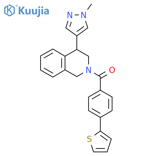4-(1-methyl-1H-pyrazol-4-yl)-2-[4-(thiophen-2-yl)benzoyl]-1,2,3,4-tetrahydroisoquinoline structure