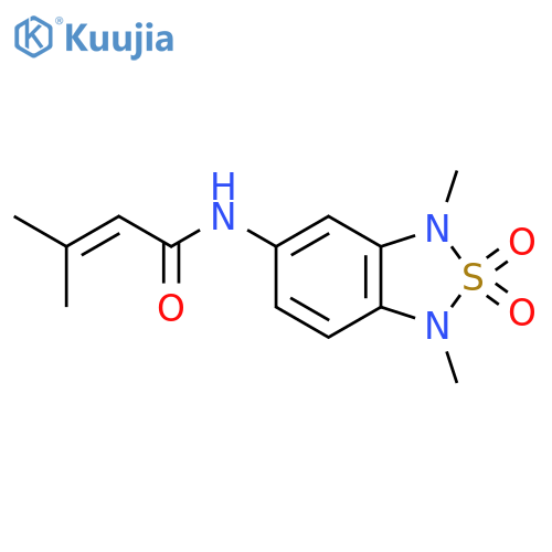N-(1,3-dimethyl-2,2-dioxo-1,3-dihydro-2lambda6,1,3-benzothiadiazol-5-yl)-3-methylbut-2-enamide structure