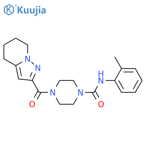 N-(2-methylphenyl)-4-{4H,5H,6H,7H-pyrazolo[1,5-a]pyridine-2-carbonyl}piperazine-1-carboxamide structure
