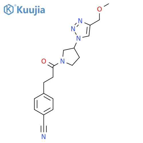 4-(3-{3-[4-(methoxymethyl)-1H-1,2,3-triazol-1-yl]pyrrolidin-1-yl}-3-oxopropyl)benzonitrile structure