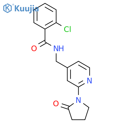 2-chloro-N-{[2-(2-oxopyrrolidin-1-yl)pyridin-4-yl]methyl}benzamide structure