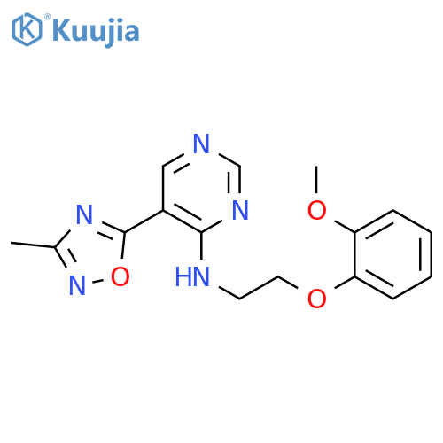 N-2-(2-methoxyphenoxy)ethyl-5-(3-methyl-1,2,4-oxadiazol-5-yl)pyrimidin-4-amine structure