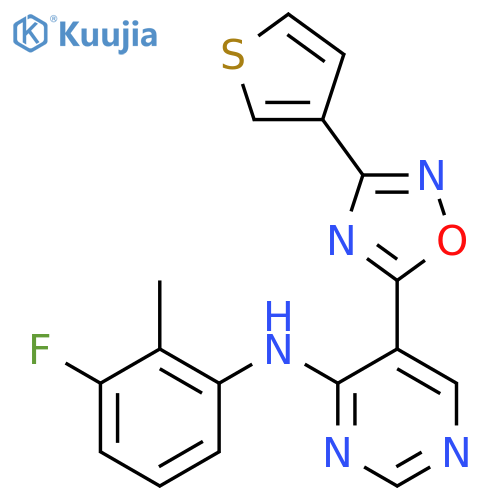 N-(3-fluoro-2-methylphenyl)-5-[3-(thiophen-3-yl)-1,2,4-oxadiazol-5-yl]pyrimidin-4-amine structure