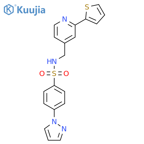 4-(1H-pyrazol-1-yl)-N-{[2-(thiophen-2-yl)pyridin-4-yl]methyl}benzene-1-sulfonamide structure
