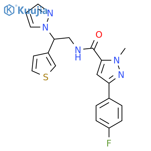3-(4-fluorophenyl)-1-methyl-N-[2-(1H-pyrazol-1-yl)-2-(thiophen-3-yl)ethyl]-1H-pyrazole-5-carboxamide structure