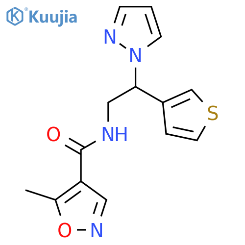 5-methyl-N-[2-(1H-pyrazol-1-yl)-2-(thiophen-3-yl)ethyl]-1,2-oxazole-4-carboxamide structure
