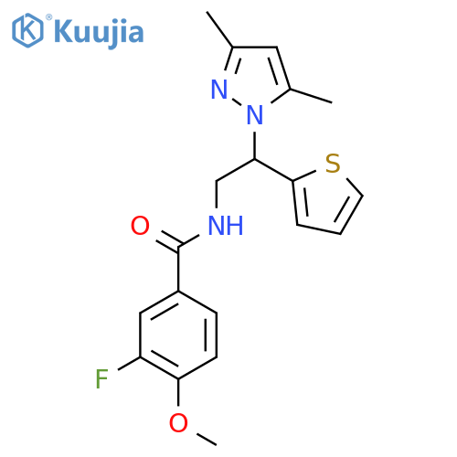 N-[2-(3,5-dimethyl-1H-pyrazol-1-yl)-2-(thiophen-2-yl)ethyl]-3-fluoro-4-methoxybenzamide structure