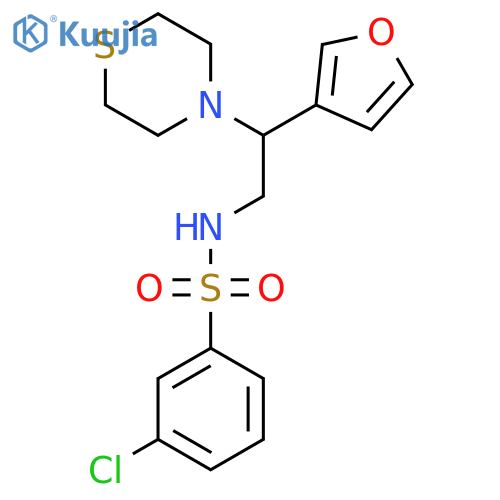 3-chloro-N-2-(furan-3-yl)-2-(thiomorpholin-4-yl)ethylbenzene-1-sulfonamide structure