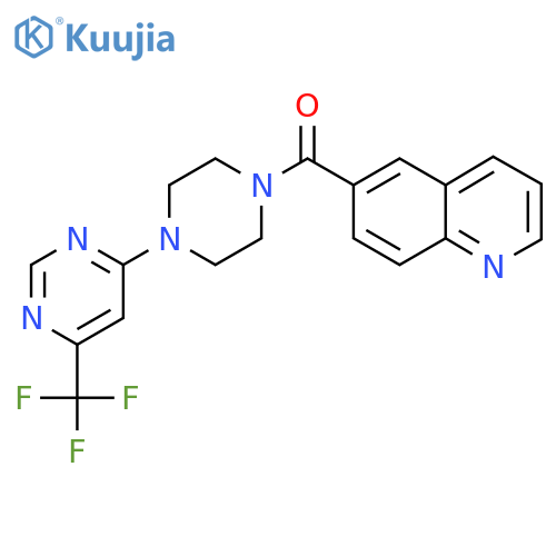 6-{4-[6-(trifluoromethyl)pyrimidin-4-yl]piperazine-1-carbonyl}quinoline structure