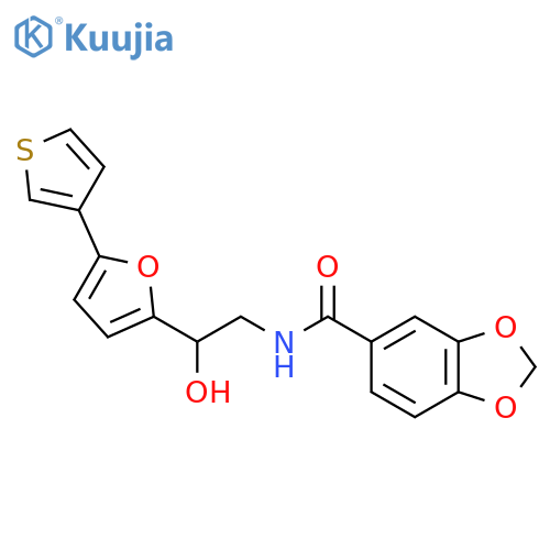 N-{2-hydroxy-2-5-(thiophen-3-yl)furan-2-ylethyl}-2H-1,3-benzodioxole-5-carboxamide structure