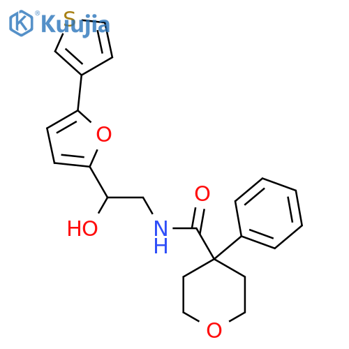 N-{2-hydroxy-2-[5-(thiophen-3-yl)furan-2-yl]ethyl}-4-phenyloxane-4-carboxamide structure