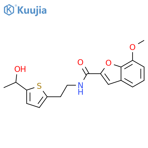 N-{2-5-(1-hydroxyethyl)thiophen-2-ylethyl}-7-methoxy-1-benzofuran-2-carboxamide structure