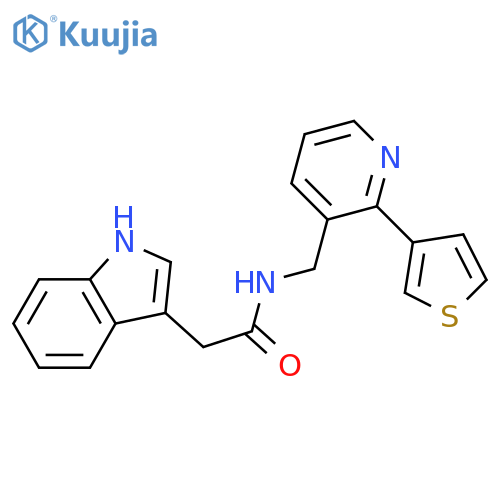 2-(1H-indol-3-yl)-N-{[2-(thiophen-3-yl)pyridin-3-yl]methyl}acetamide structure