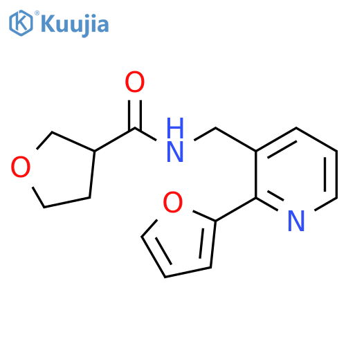N-{[2-(furan-2-yl)pyridin-3-yl]methyl}oxolane-3-carboxamide structure