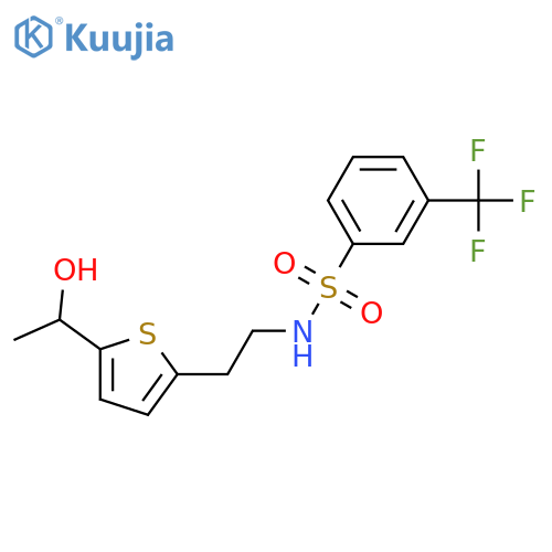 N-{2-[5-(1-hydroxyethyl)thiophen-2-yl]ethyl}-3-(trifluoromethyl)benzene-1-sulfonamide structure
