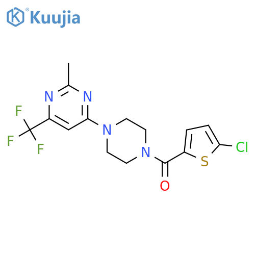4-4-(5-chlorothiophene-2-carbonyl)piperazin-1-yl-2-methyl-6-(trifluoromethyl)pyrimidine structure