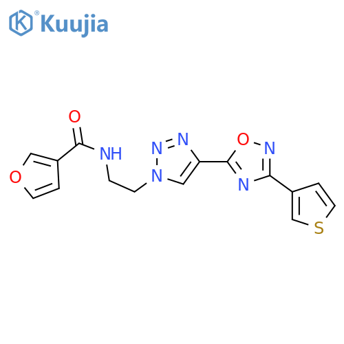 N-(2-{4-[3-(thiophen-3-yl)-1,2,4-oxadiazol-5-yl]-1H-1,2,3-triazol-1-yl}ethyl)furan-3-carboxamide structure