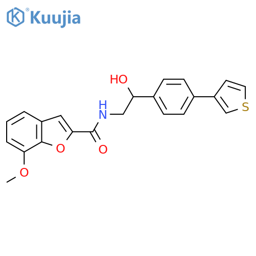 N-{2-hydroxy-2-4-(thiophen-3-yl)phenylethyl}-7-methoxy-1-benzofuran-2-carboxamide structure