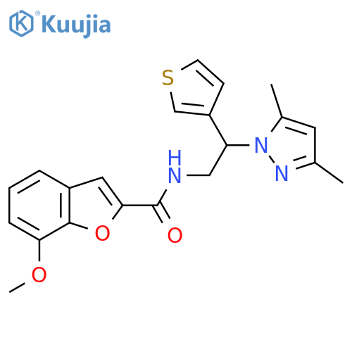 N-[2-(3,5-dimethyl-1H-pyrazol-1-yl)-2-(thiophen-3-yl)ethyl]-7-methoxy-1-benzofuran-2-carboxamide structure