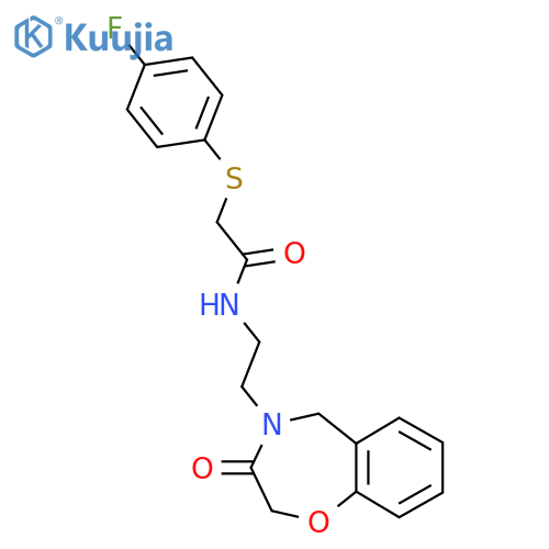 2-[(4-fluorophenyl)sulfanyl]-N-[2-(3-oxo-2,3,4,5-tetrahydro-1,4-benzoxazepin-4-yl)ethyl]acetamide structure