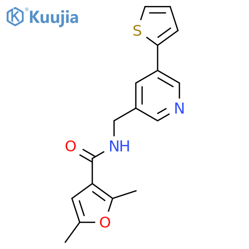 2,5-dimethyl-N-{5-(thiophen-2-yl)pyridin-3-ylmethyl}furan-3-carboxamide structure