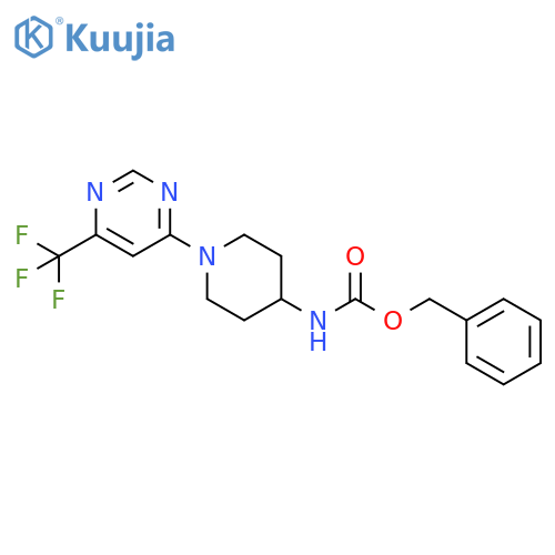 benzyl N-{1-[6-(trifluoromethyl)pyrimidin-4-yl]piperidin-4-yl}carbamate structure