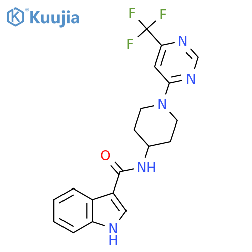 N-{1-[6-(trifluoromethyl)pyrimidin-4-yl]piperidin-4-yl}-1H-indole-3-carboxamide structure