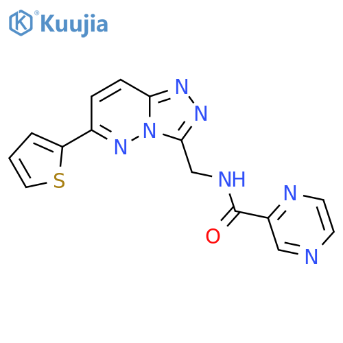 N-{[6-(thiophen-2-yl)-[1,2,4]triazolo[4,3-b]pyridazin-3-yl]methyl}pyrazine-2-carboxamide structure