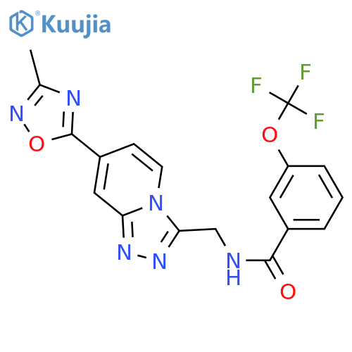 N-{[7-(3-methyl-1,2,4-oxadiazol-5-yl)-[1,2,4]triazolo[4,3-a]pyridin-3-yl]methyl}-3-(trifluoromethoxy)benzamide structure