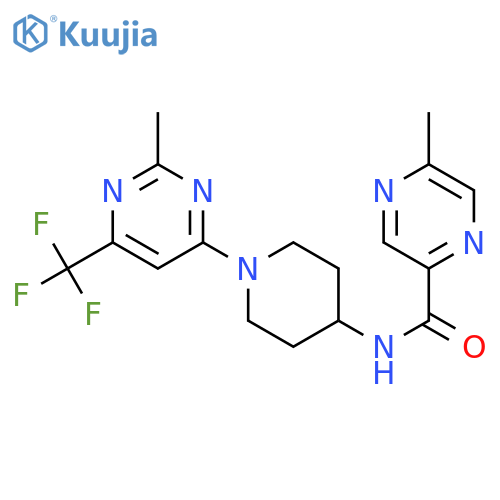 5-methyl-N-{1-[2-methyl-6-(trifluoromethyl)pyrimidin-4-yl]piperidin-4-yl}pyrazine-2-carboxamide structure