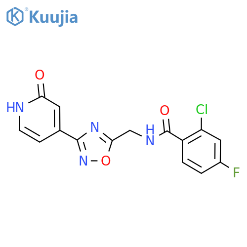 2-chloro-4-fluoro-N-{[3-(2-oxo-1,2-dihydropyridin-4-yl)-1,2,4-oxadiazol-5-yl]methyl}benzamide structure
