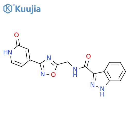 N-{[3-(2-oxo-1,2-dihydropyridin-4-yl)-1,2,4-oxadiazol-5-yl]methyl}-1H-indazole-3-carboxamide structure
