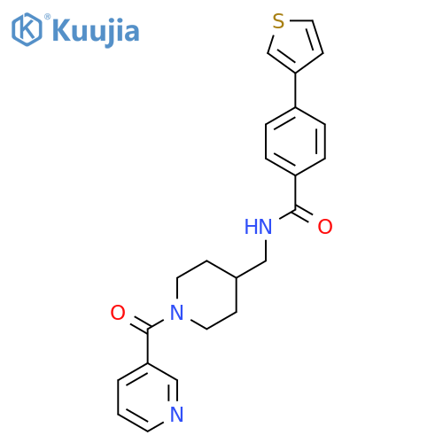 N-{[1-(pyridine-3-carbonyl)piperidin-4-yl]methyl}-4-(thiophen-3-yl)benzamide structure