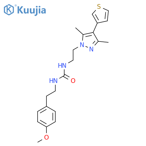 3-{2-[3,5-dimethyl-4-(thiophen-3-yl)-1H-pyrazol-1-yl]ethyl}-1-[2-(4-methoxyphenyl)ethyl]urea structure