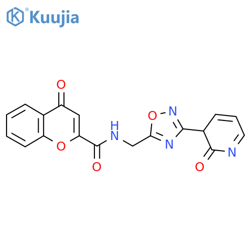 4-oxo-N-{[3-(2-oxo-1,2-dihydropyridin-3-yl)-1,2,4-oxadiazol-5-yl]methyl}-4H-chromene-2-carboxamide structure