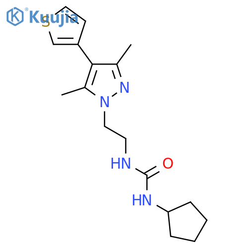 1-cyclopentyl-3-{2-[3,5-dimethyl-4-(thiophen-3-yl)-1H-pyrazol-1-yl]ethyl}urea structure