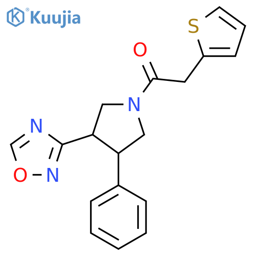 1-3-(1,2,4-oxadiazol-3-yl)-4-phenylpyrrolidin-1-yl-2-(thiophen-2-yl)ethan-1-one structure