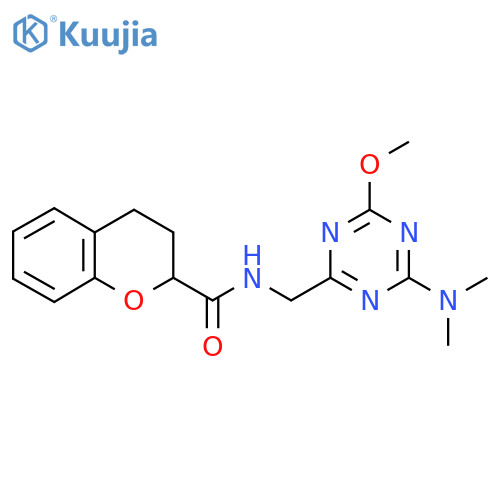 N-{4-(dimethylamino)-6-methoxy-1,3,5-triazin-2-ylmethyl}-3,4-dihydro-2H-1-benzopyran-2-carboxamide structure