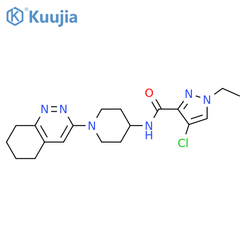 4-chloro-1-ethyl-N-[1-(5,6,7,8-tetrahydrocinnolin-3-yl)piperidin-4-yl]-1H-pyrazole-3-carboxamide structure