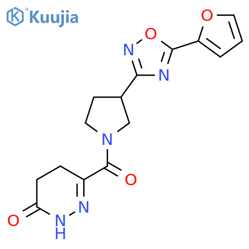 6-{3-5-(furan-2-yl)-1,2,4-oxadiazol-3-ylpyrrolidine-1-carbonyl}-2,3,4,5-tetrahydropyridazin-3-one structure