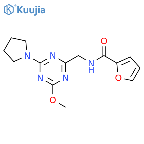 N-{4-methoxy-6-(pyrrolidin-1-yl)-1,3,5-triazin-2-ylmethyl}furan-2-carboxamide structure