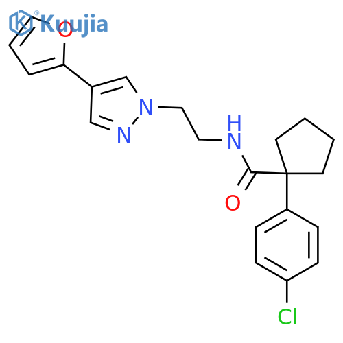1-(4-chlorophenyl)-N-{2-4-(furan-2-yl)-1H-pyrazol-1-ylethyl}cyclopentane-1-carboxamide structure