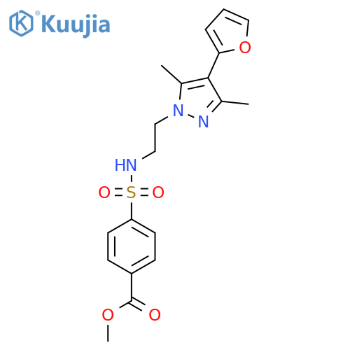 methyl 4-({2-[4-(furan-2-yl)-3,5-dimethyl-1H-pyrazol-1-yl]ethyl}sulfamoyl)benzoate structure