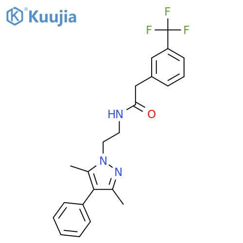 N-[2-(3,5-dimethyl-4-phenyl-1H-pyrazol-1-yl)ethyl]-2-[3-(trifluoromethyl)phenyl]acetamide structure