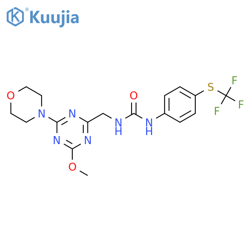 3-{4-methoxy-6-(morpholin-4-yl)-1,3,5-triazin-2-ylmethyl}-1-{4-(trifluoromethyl)sulfanylphenyl}urea structure